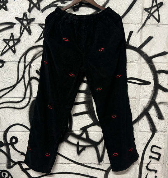Sex Skateboards Mini Embroidered Lips Logo Straight Fit Cords - Black