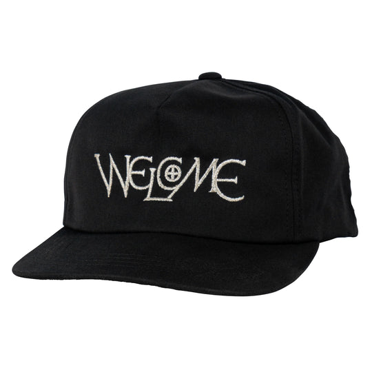 Welcome Skateboards Chisel 5 Panel Unstructured Snapback Cap - Black