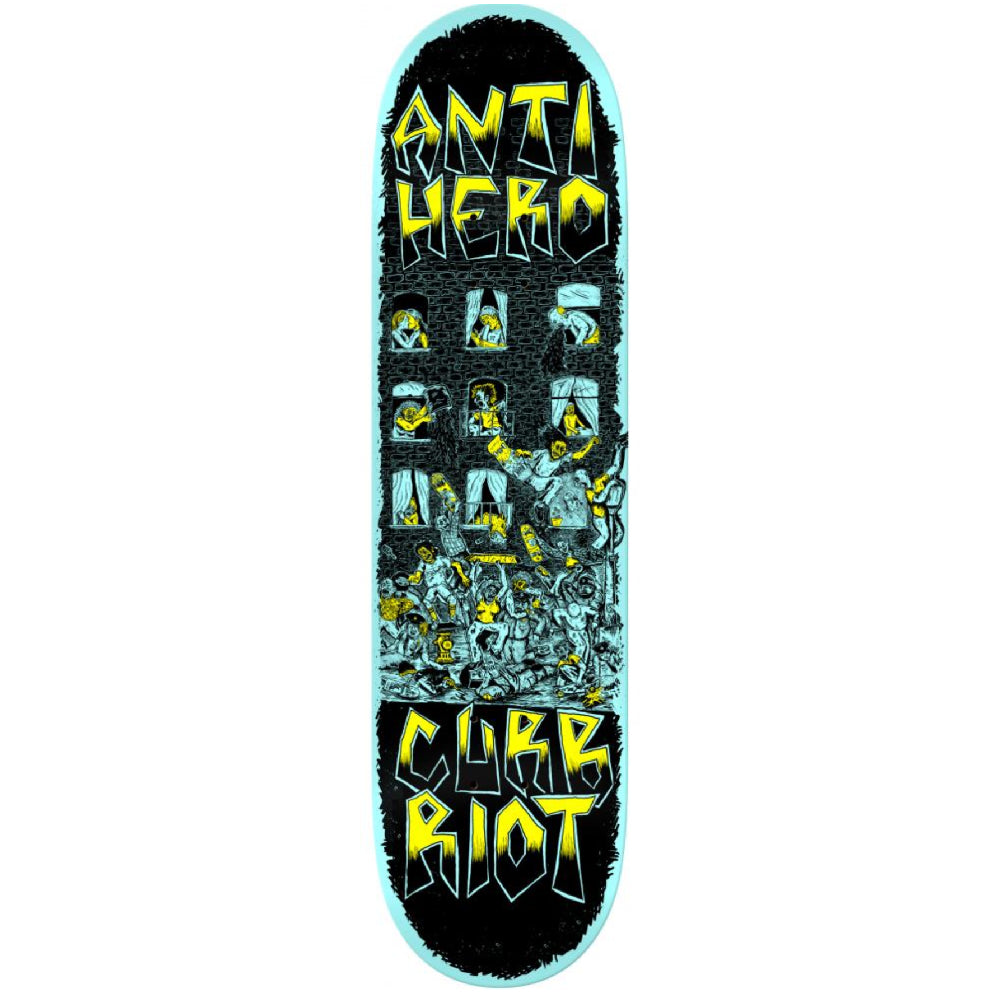 Anti Hero Curb Riot Team Skateboard Deck White - 8.38