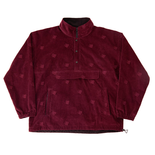 Bronze 56K Allover Embroidered Anorak 1/4th Pullover Sweatshirt - Maroon