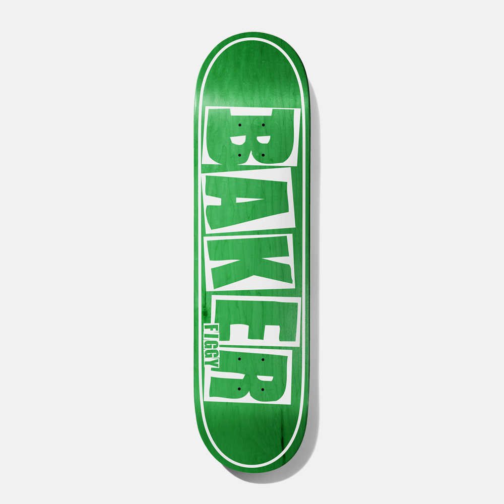 Baker Skateboards Figgy Brand Name Green Veneer Skateboard Deck - 8.25
