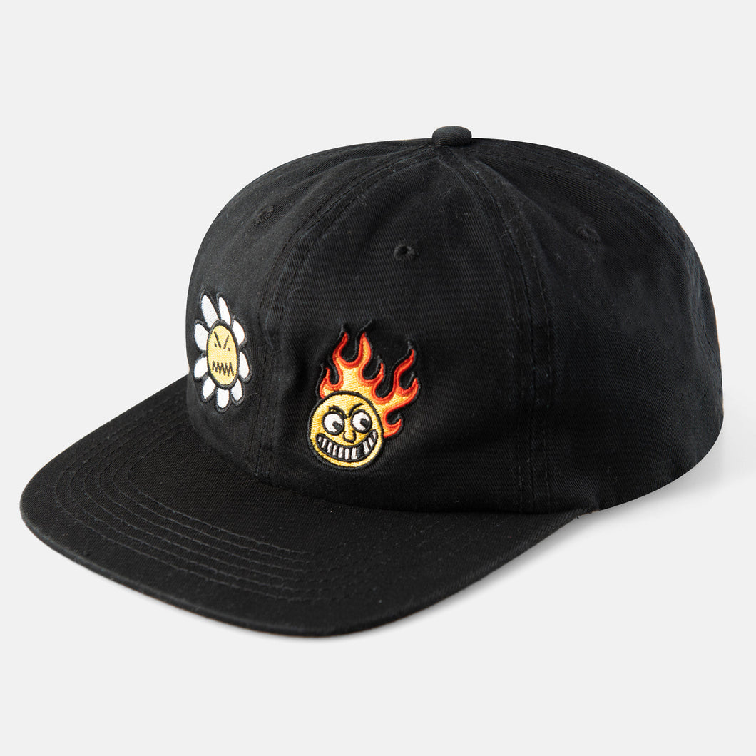 Baker Skateboards Flower Flame Wash Snapback Cap - Black