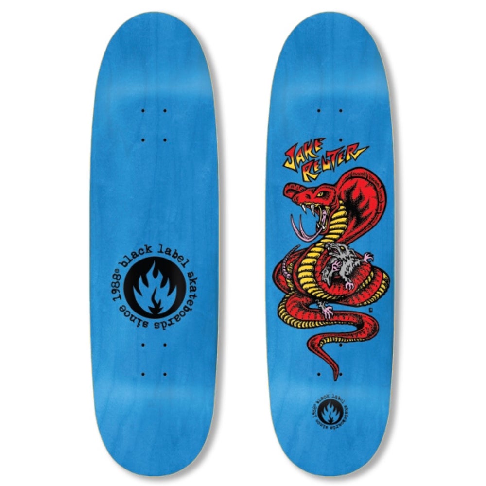 Black Label Skateboards Jake Reuter Snake and Rat Skateboard Deck - 9.00 Egg Shape  (Blue Stain)