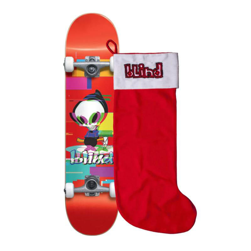 Blind Skateboards Reaper Glitch FP Red Complete Skateboard - 7.75 With Christmas Stocking