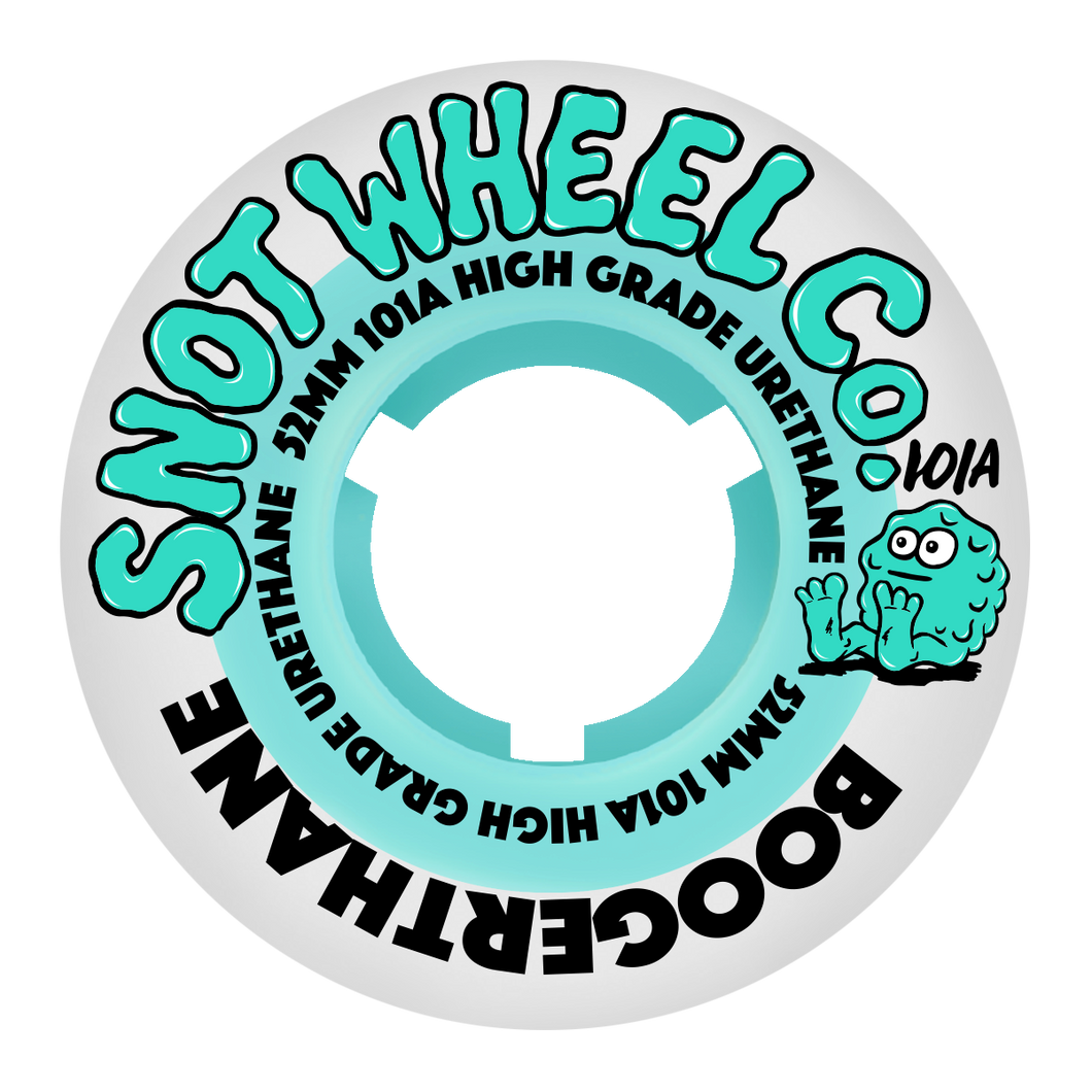 Snot Wheel Co 52mm 101A Team Skateboard Wheels - White/Teal Core