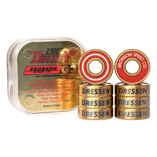 Bronson Speed Co Eric Dressen Pro G3 Skateboard Bearings (Gold)