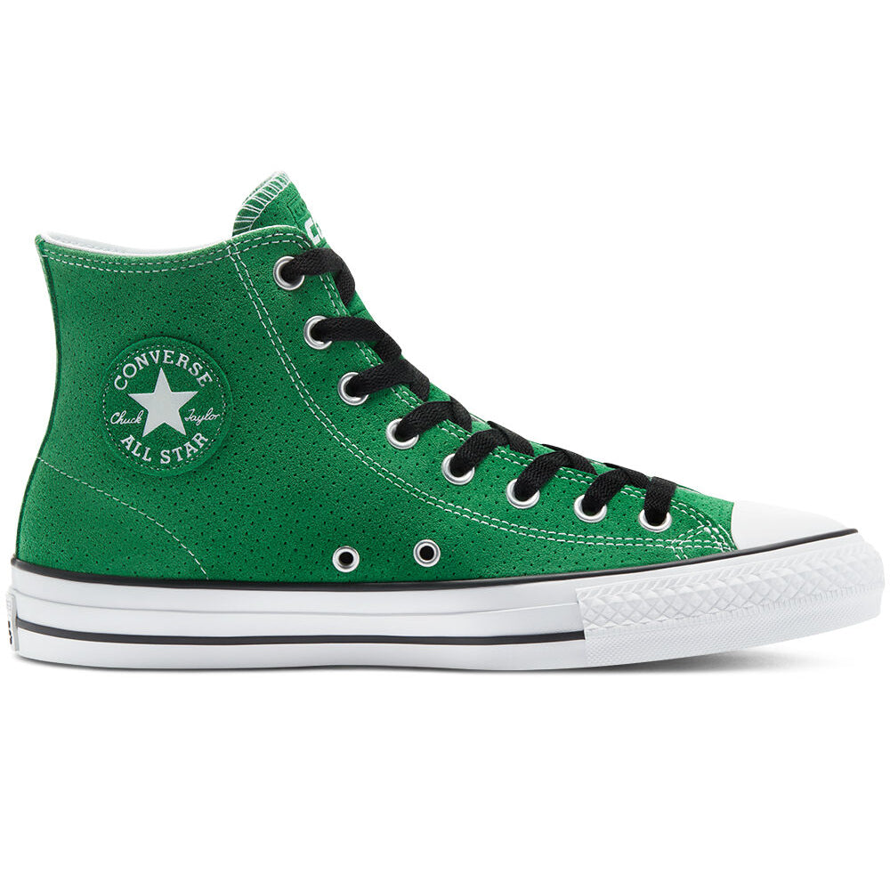 Converse Cons Perforated Suede CTAS Pro High Top Shoes - Green/Black/White