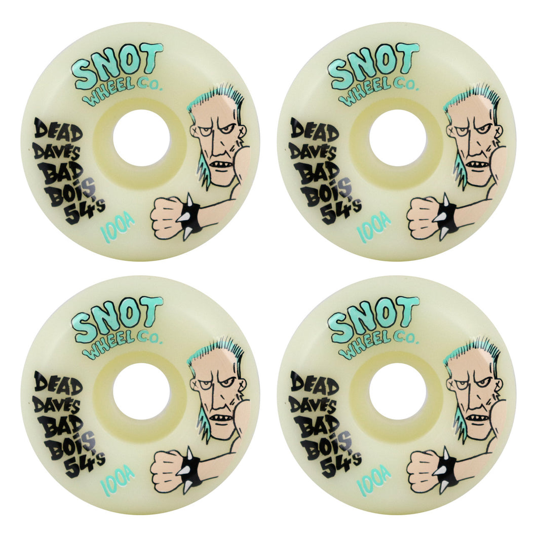 Snot Wheel Co Dead Daves Bad Bois 54MM 100A - White/Glow In The Dark