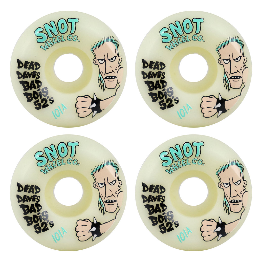 Snot Wheel Co Dead Daves Bad Bois 52MM 101A - White/Glow In The Dark