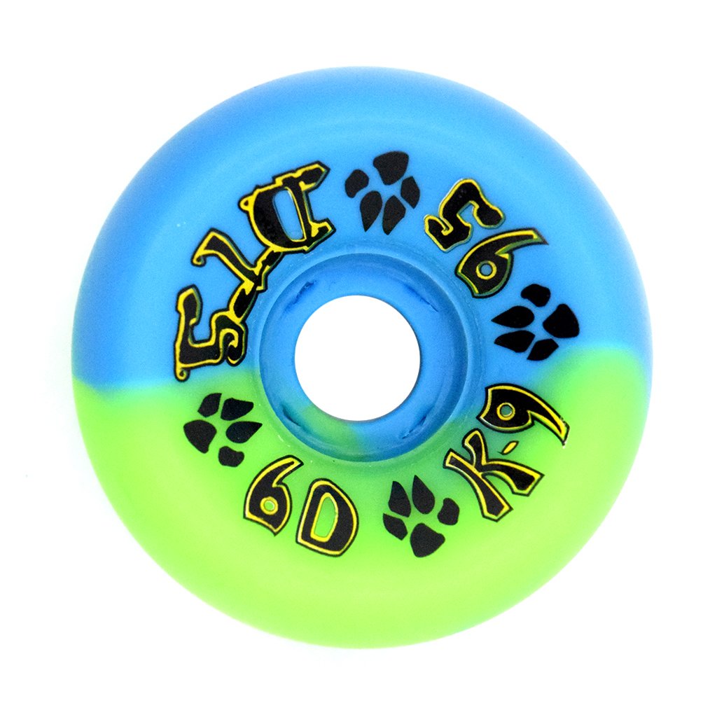 Dogtown K-9 Skateboard Wheels 60mm x 95a - Neon Blue/Neon Green Swirl