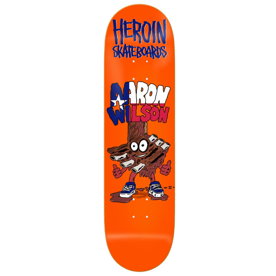Heroin Skateboards Aaron Wilson Ribs Skateboard Deck - 8.5 (Dipped Fluor Orange)