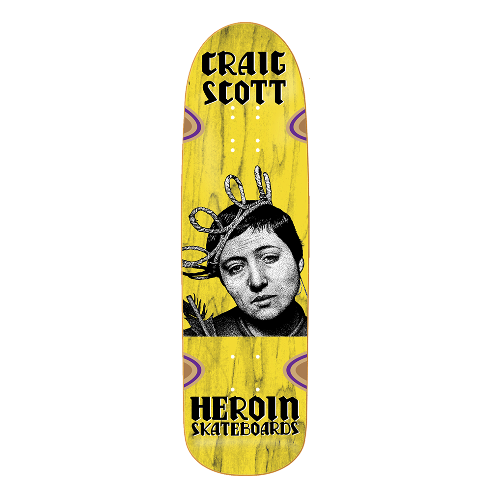 Heroin Skateboards Craig Questions Joan Skateboard Deck - 9.5 (Assorted Veneers)