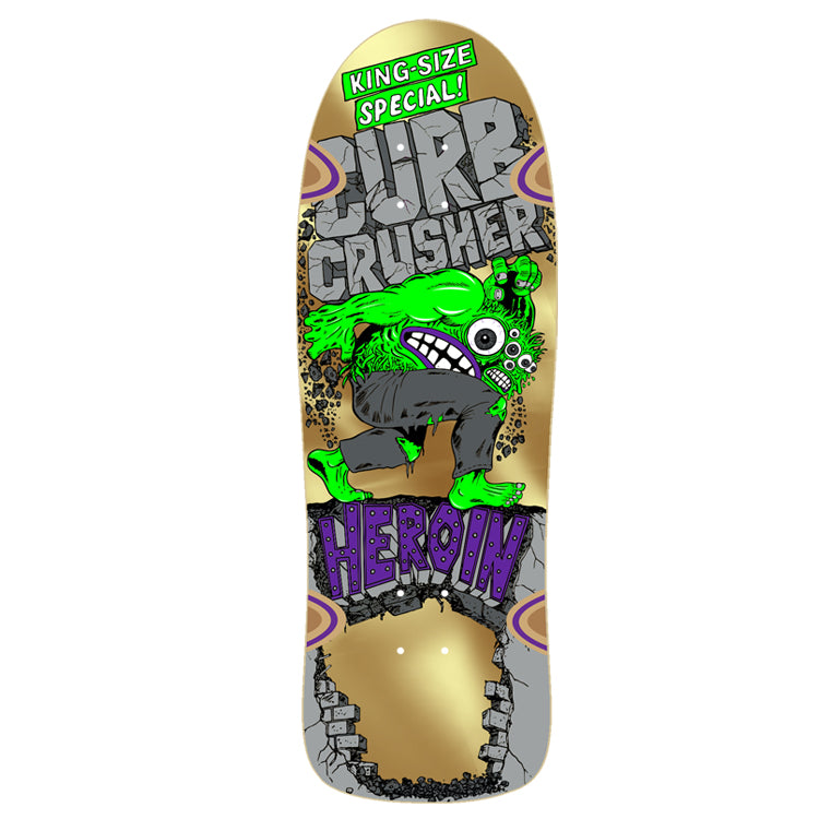 Heroin Skateboards Curb Crusher XL Gold Foil Skateboard Deck - 10.25