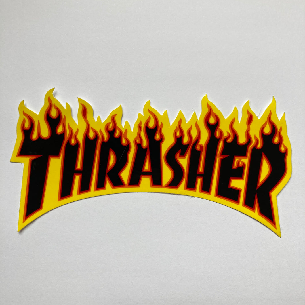 Thrasher Magazine - Flame Logo Sticker - Black/Yellow