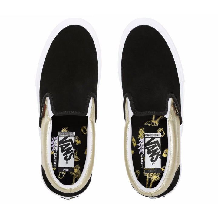 Black and gold slip on vans Clearance