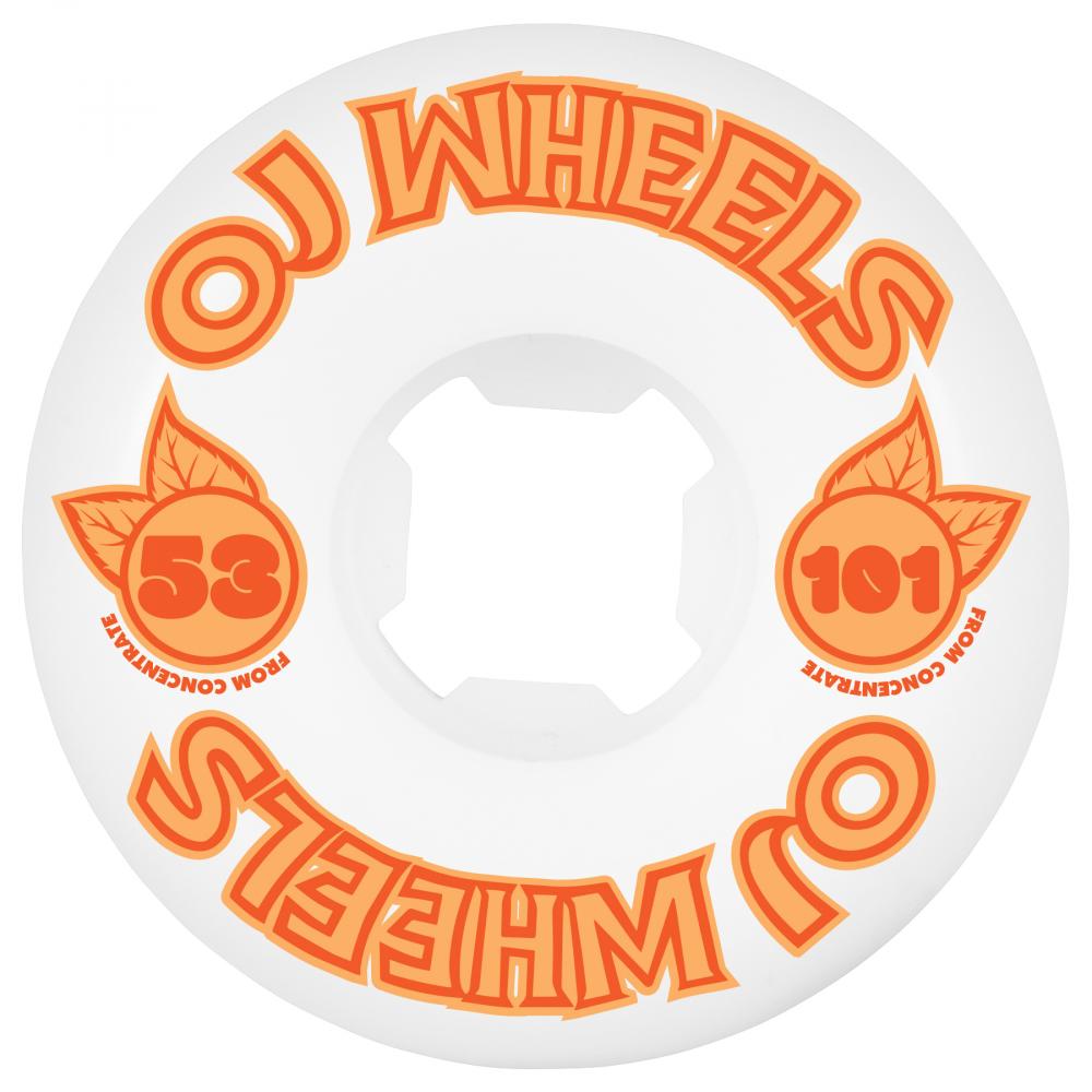 Wheels From Concentrate Hardline 101A White/Orange Skateboard Wheels - 53mm