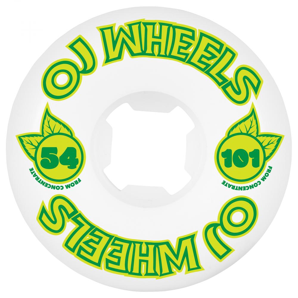 OJ Wheels From Concentrate Hardline 101A White/Green Skateboard Wheels - 54mm