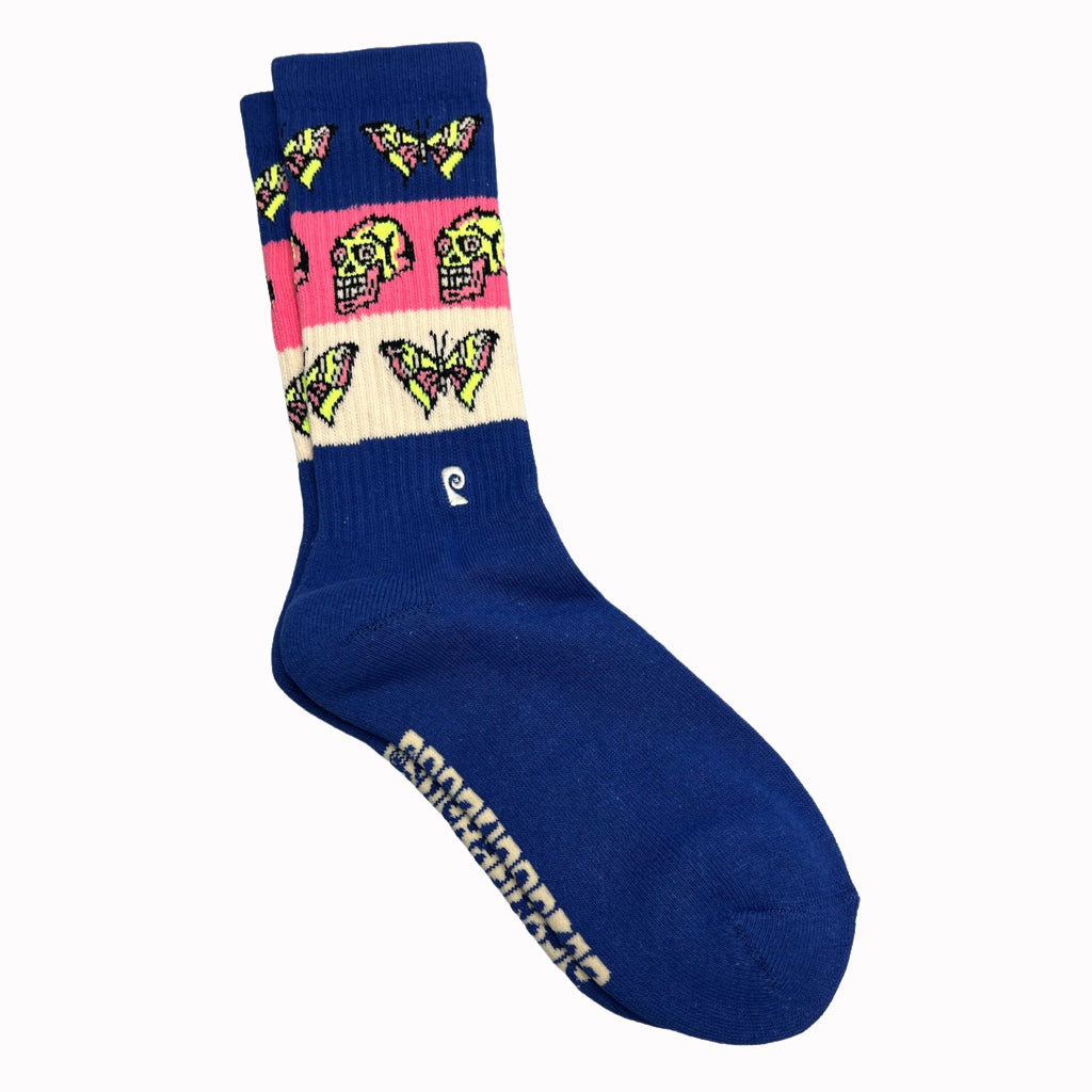 Psockadelic Butterfly Skull Psocks - Blue (Socks)
