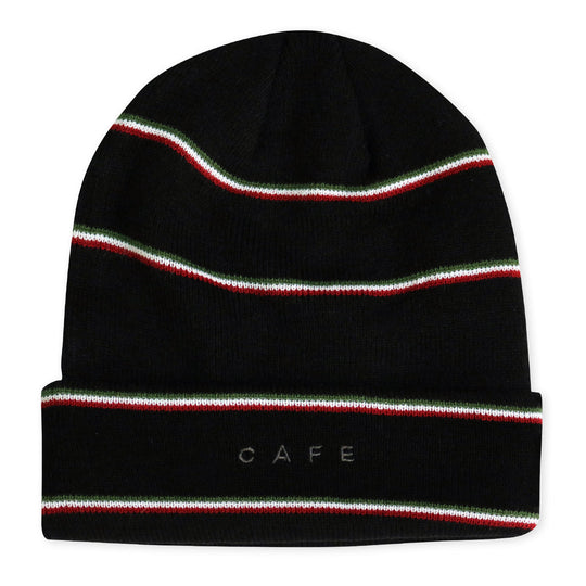 Skateboard Cafe Striped Fold Beanie Black