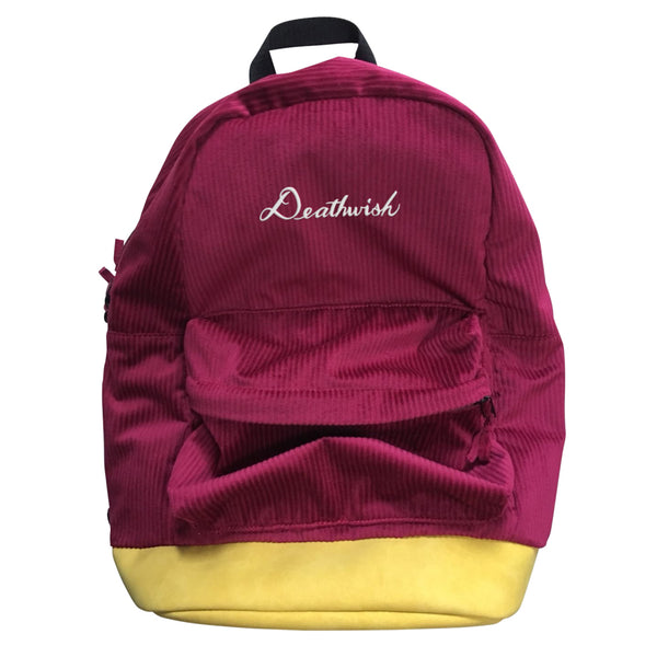 Deathwish Skateboards Script Corduroy Backpack Burgundy
