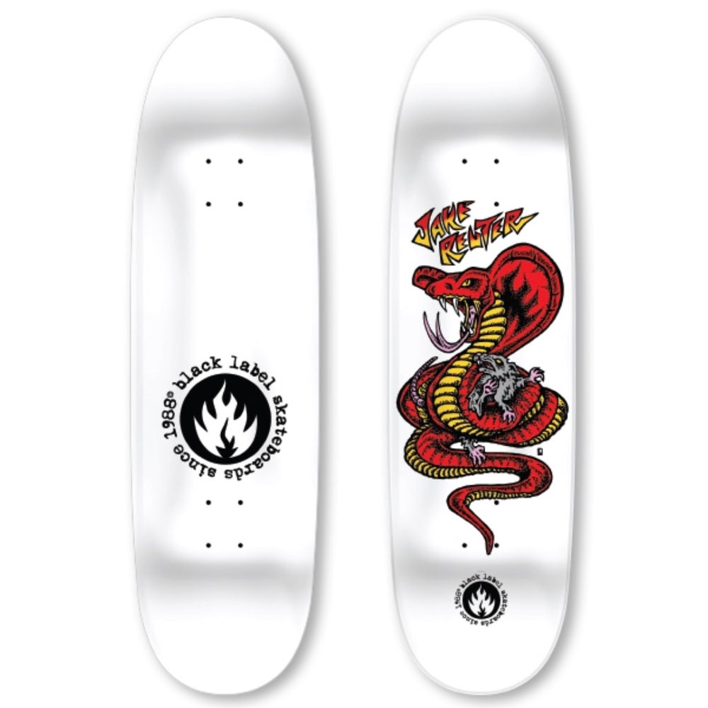 Black Label Skateboards Jake Reuter Snake and Rat Skateboard Deck - 9.00 Egg Shape  (White Dipped)