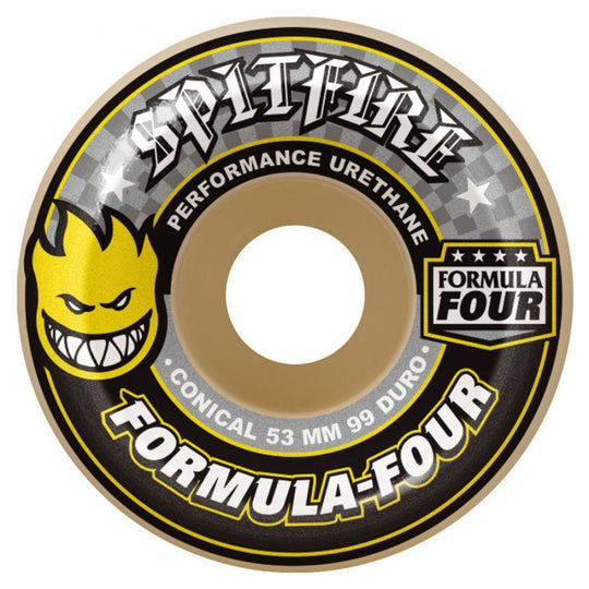 Spitfire Formula Four Conical 99DU Yellow Print Natural 53mm
