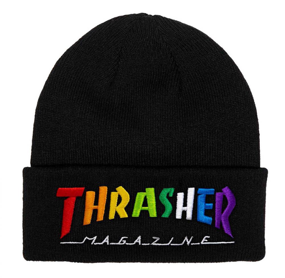 Thrasher Magazine Rainbow Mag Logo Beanie - Black/Multi