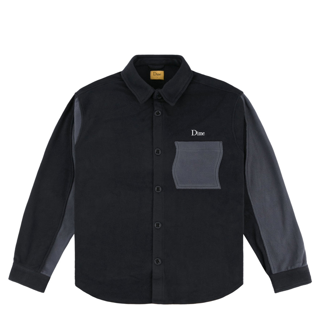 Dime MTL Polar Fleece Button Up Shirt - Black