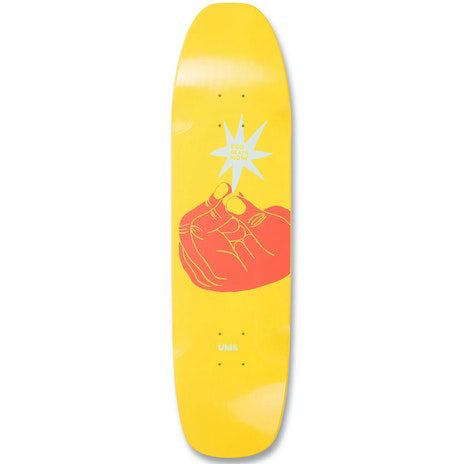 Uma Landsleds Sign Language Yellow Dipped With Wheel Wells Skateboard Deck - 8.5 (Shaped)