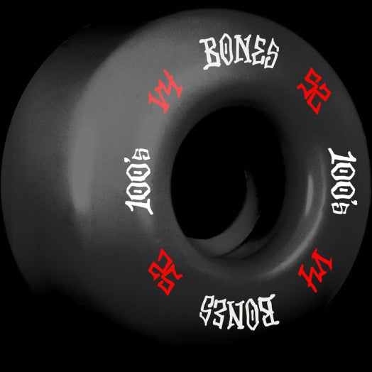 Bones Wheels 100's #12 V4 Black Skateboard Wheels - 52mm