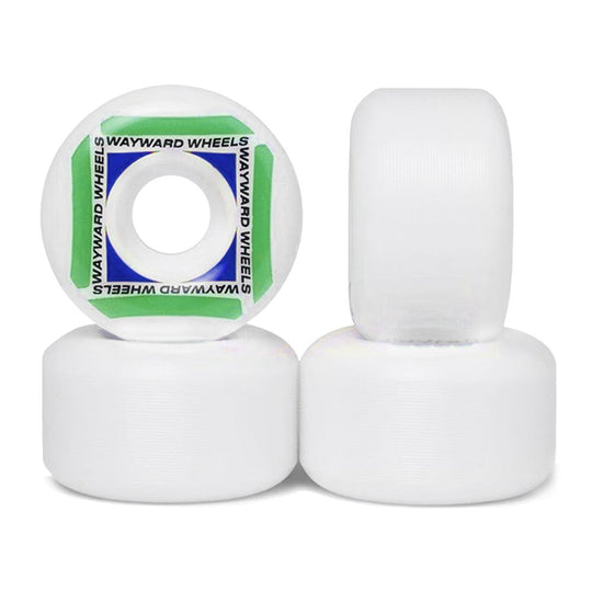 Wayward Wheels Waypoint Formula White/Green Skateboard Wheels - 55mm