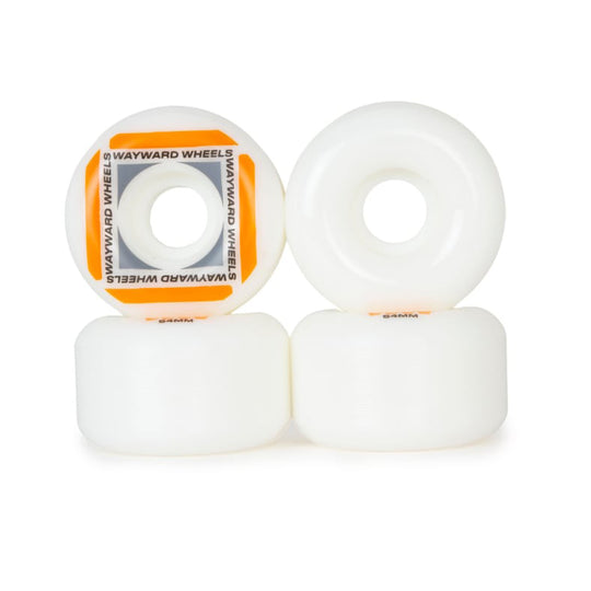 Wayward Wheels Waypoint Formula White/Orange Skateboard Wheels - 54mm