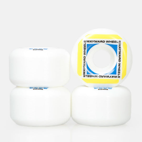 Wayward Wheels Waypoint Formula White/Yellow Skateboard Wheels - 52mm