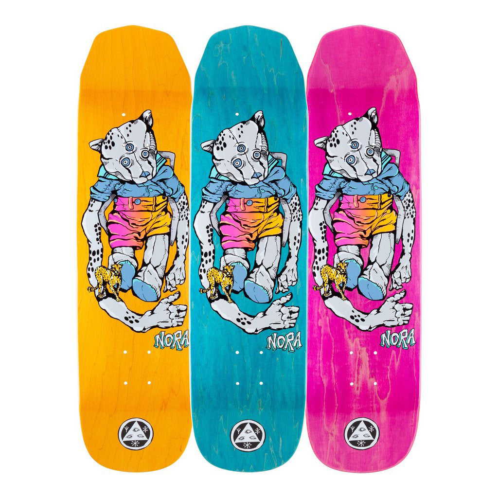 Welcome Skateboards Teddy - Nora Vasconcellos Pro Model on Wicked Princess Skateboard Deck - 8.125 (Grey/Various Stains)