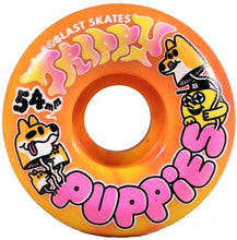 Blast Skates Trippy Puppy Skateboard Wheels 54mm 100A - Yellow/Pink Swirl