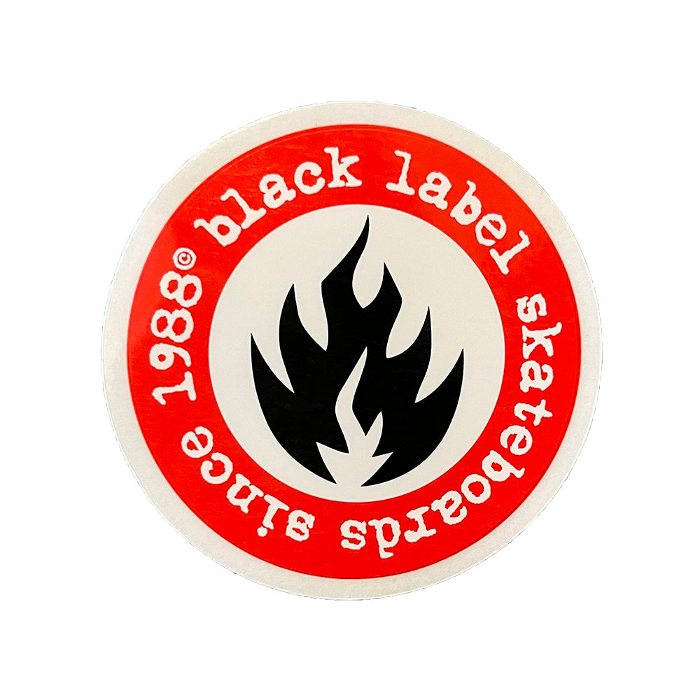 Black Label Skateboards - Flame Logo Small Sticker Black
