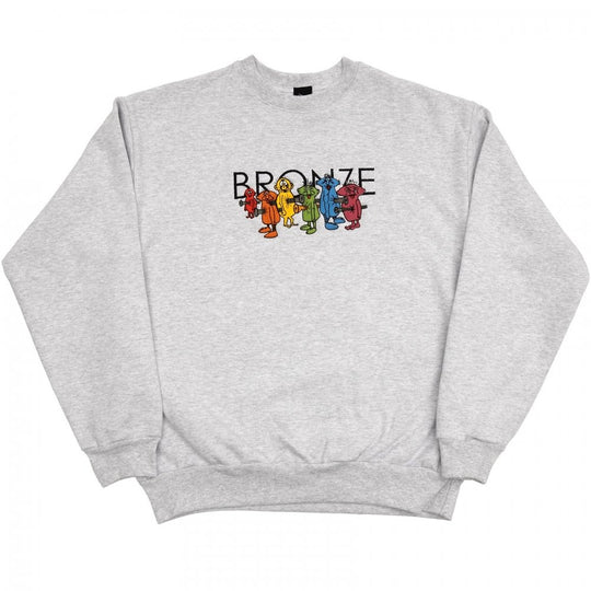 Bronze 56K Bolt Boys Embroidered Crew Neck Sweatshirt - Ash Grey
