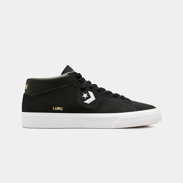 Converse Louie Lopez Pro Suede Mid Skateboard Shoes - Black/Black/White