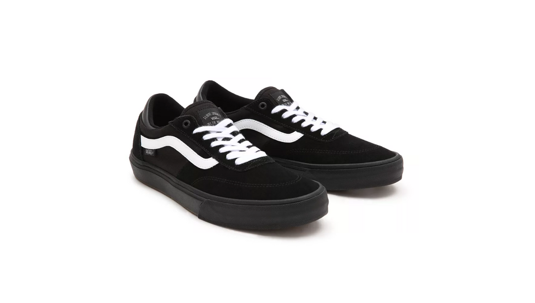 All black vans with white stripe discount