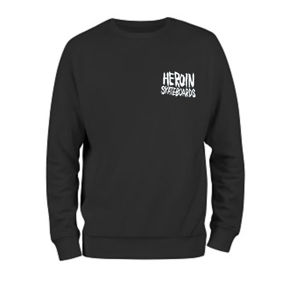 Heroin Skateboards Curb Killer Crewneck Sweatshirt Black Slugger Skate Store