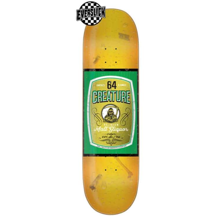 Creature Skateboards Malt Sliquor LG Yellow Everslick Skateboard Deck - 8.8