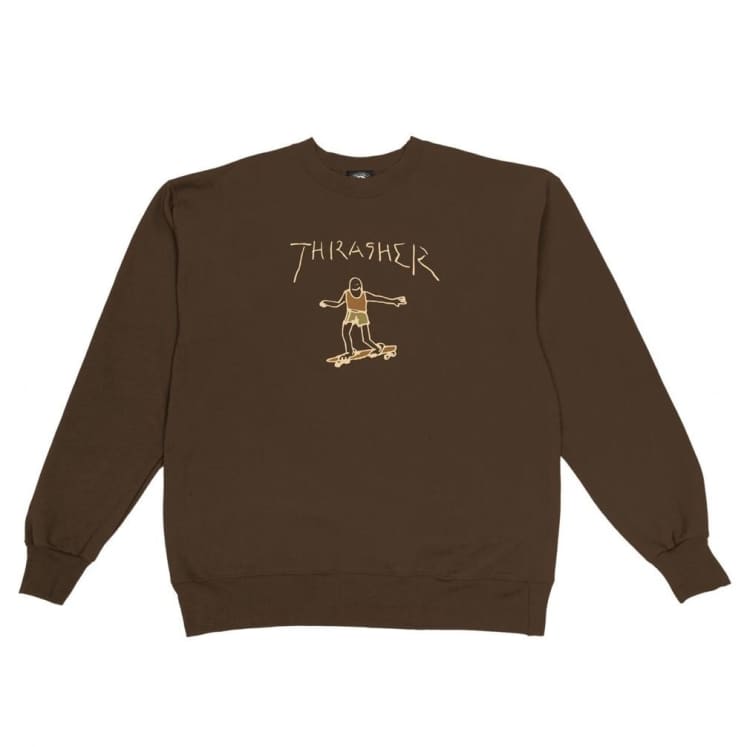 Thrasher Magazine Gonz Logo Crew Neck Sweatshirt - Dark Chocolate