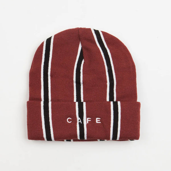 Skateboard Cafe Vertical Stripe Fold Beanie Burgundy