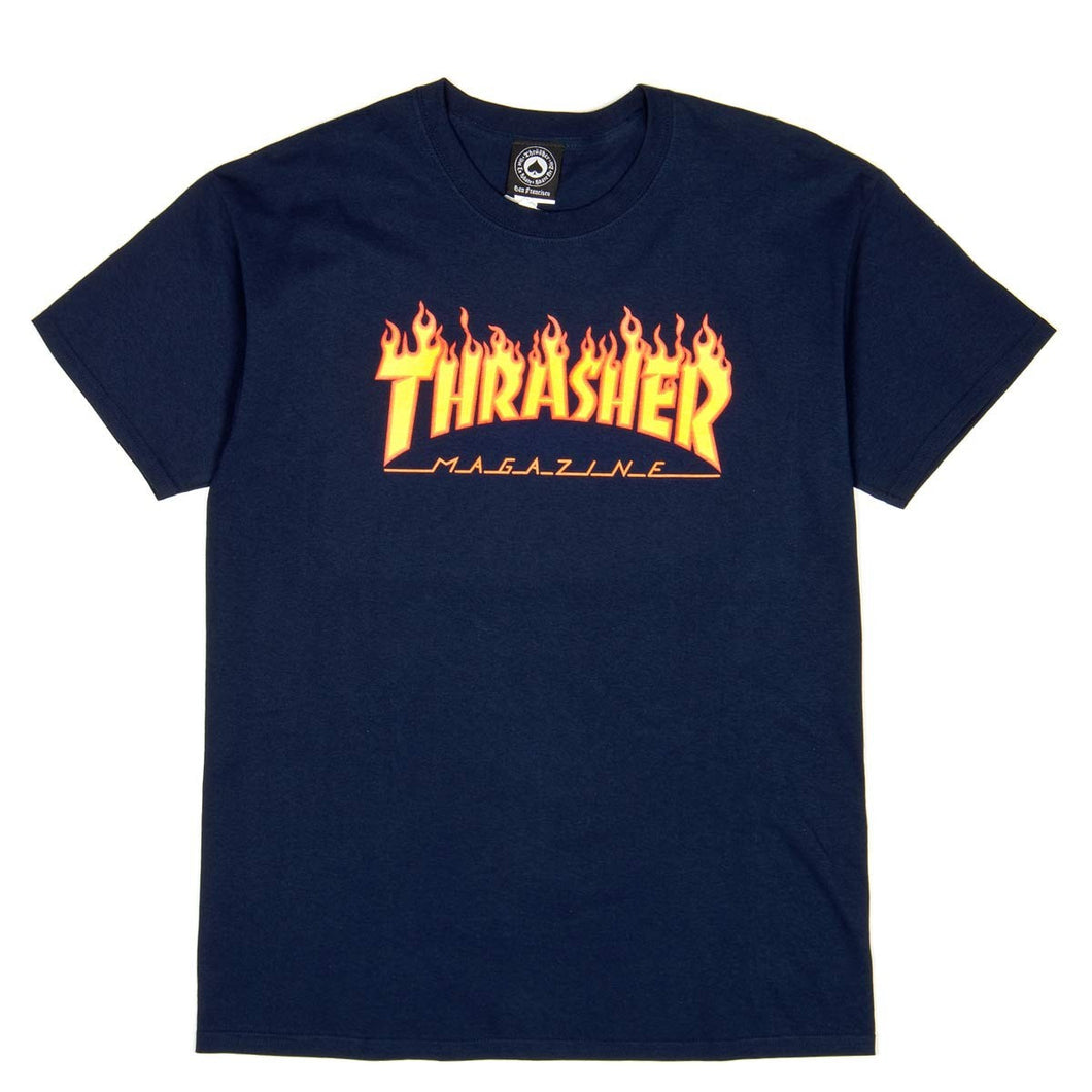 Thrasher Magazine Flame Logo T-Shirt - Navy