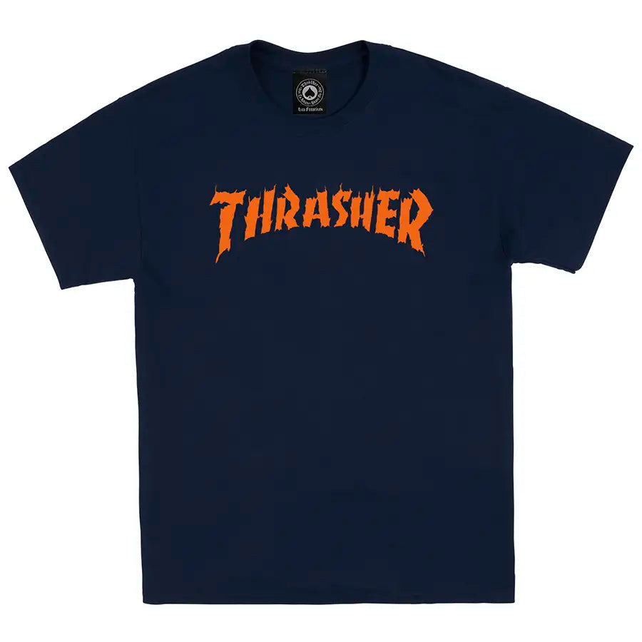 Thrasher Magazine Burn It Down T-shirt Navy